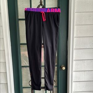 Under Armour Kids Black Leggings with Pink Accents